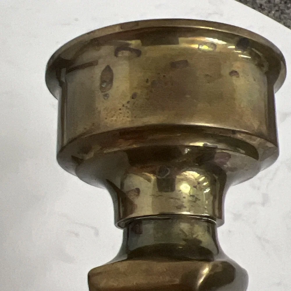 Vtg Solid Brass Candlestick Holders Pair Mantel Farmhouse Colonial Style Decor‎